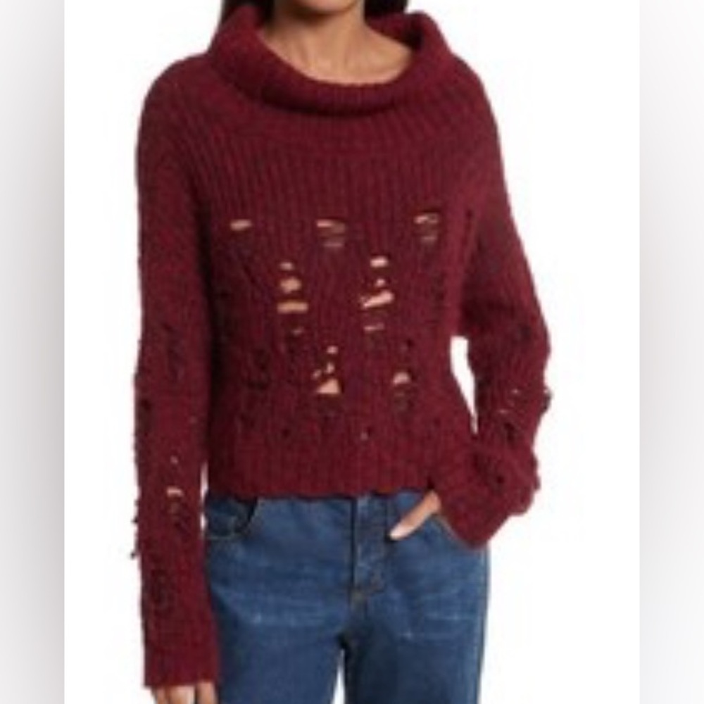 Rachel Comey Maroon Distressed Sweater